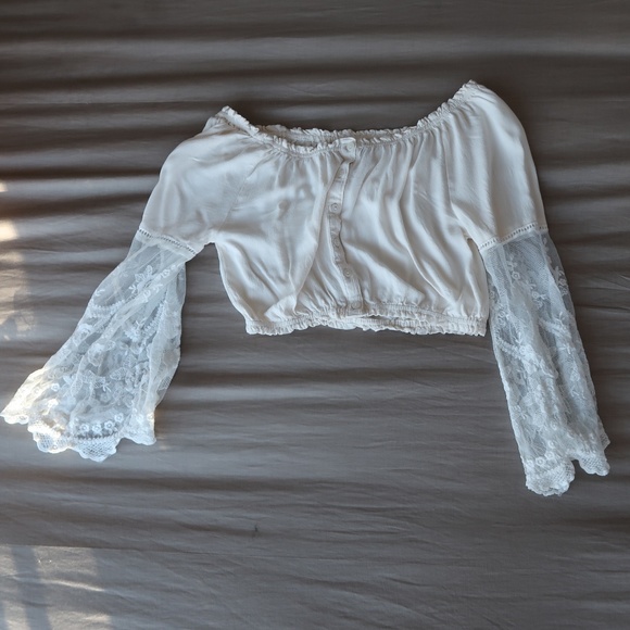 Kendall & Kylie Tops - Cream Bohemian Crop Top